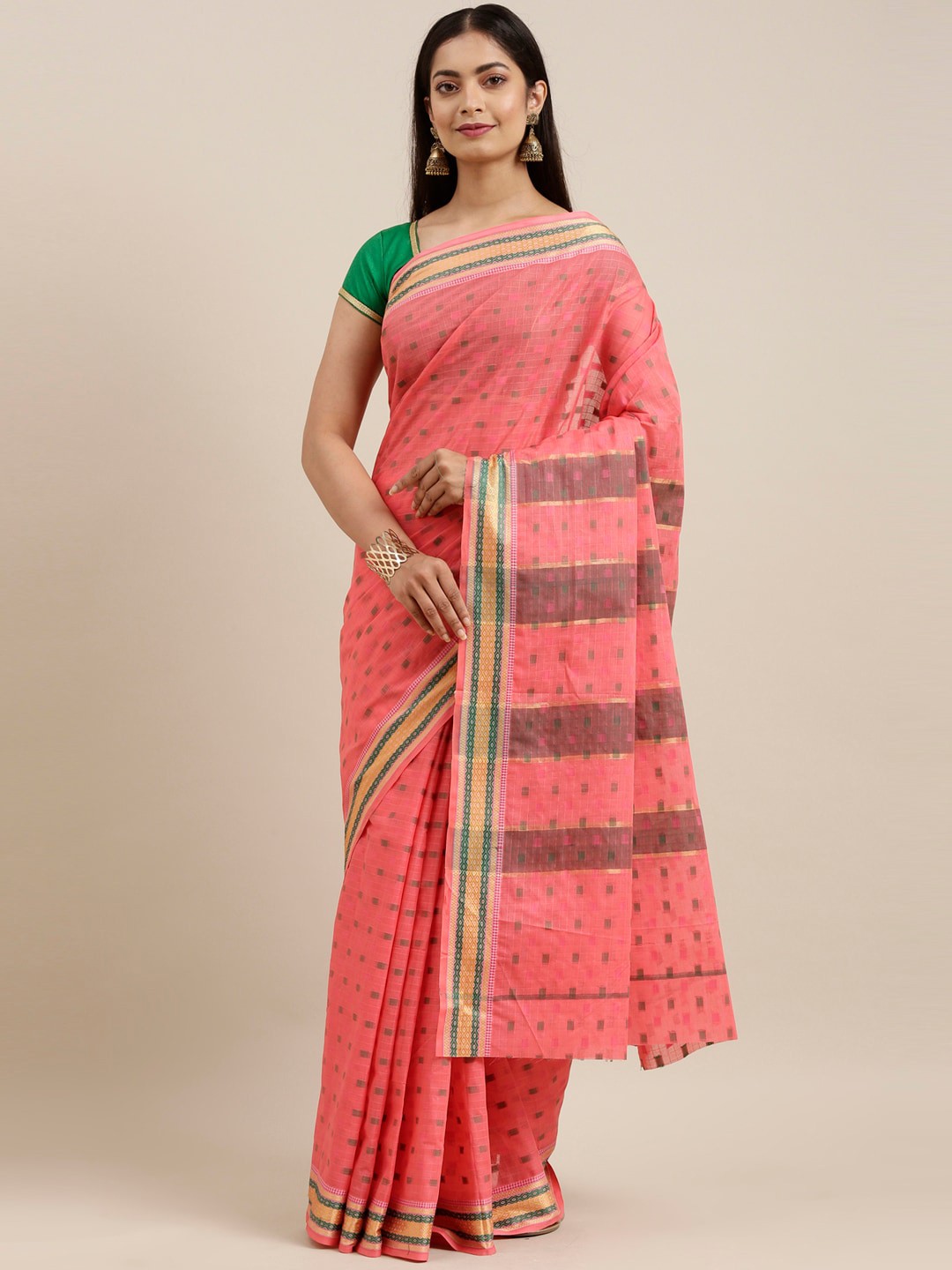 

The Chennai Silks Pink Woven Design Saree