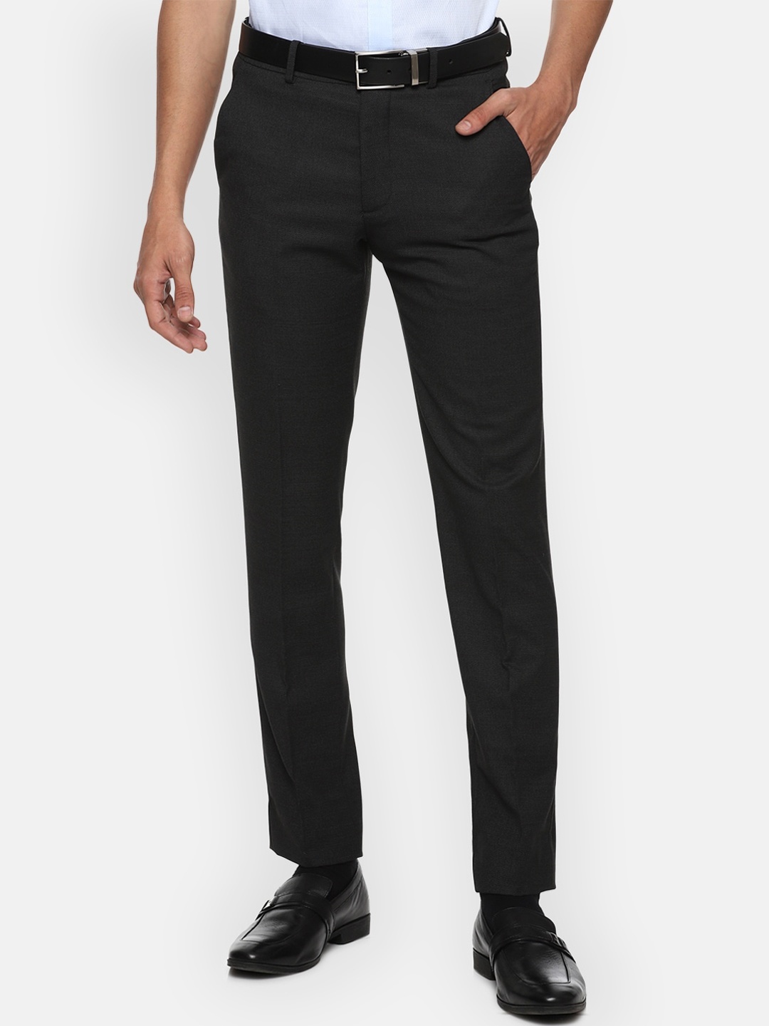 

Louis Philippe Permapress Men Black Slim Fit Formal Trousers