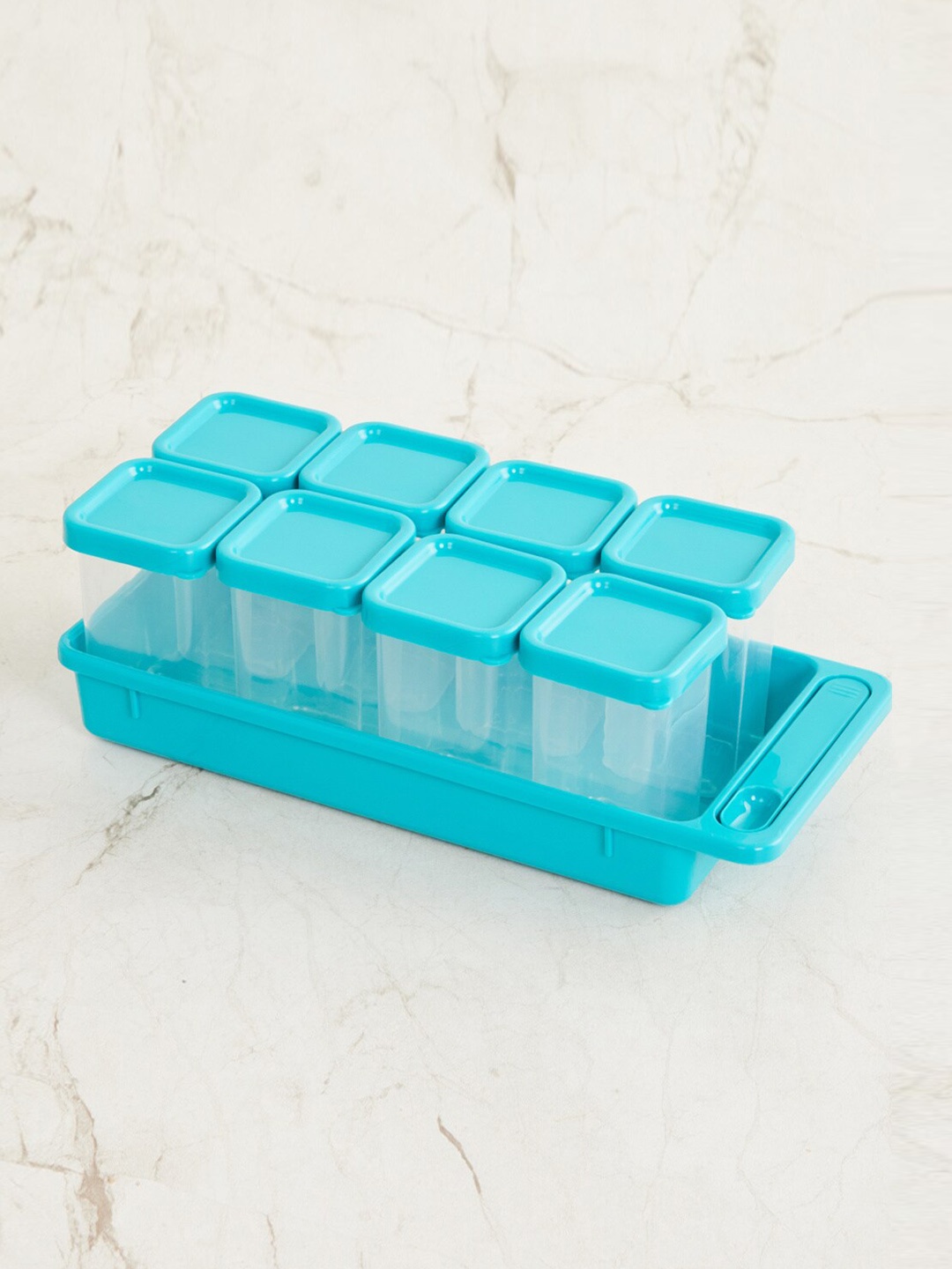 

Home Centre Set Of 10 Blue & Transparent Spice Storage Containers