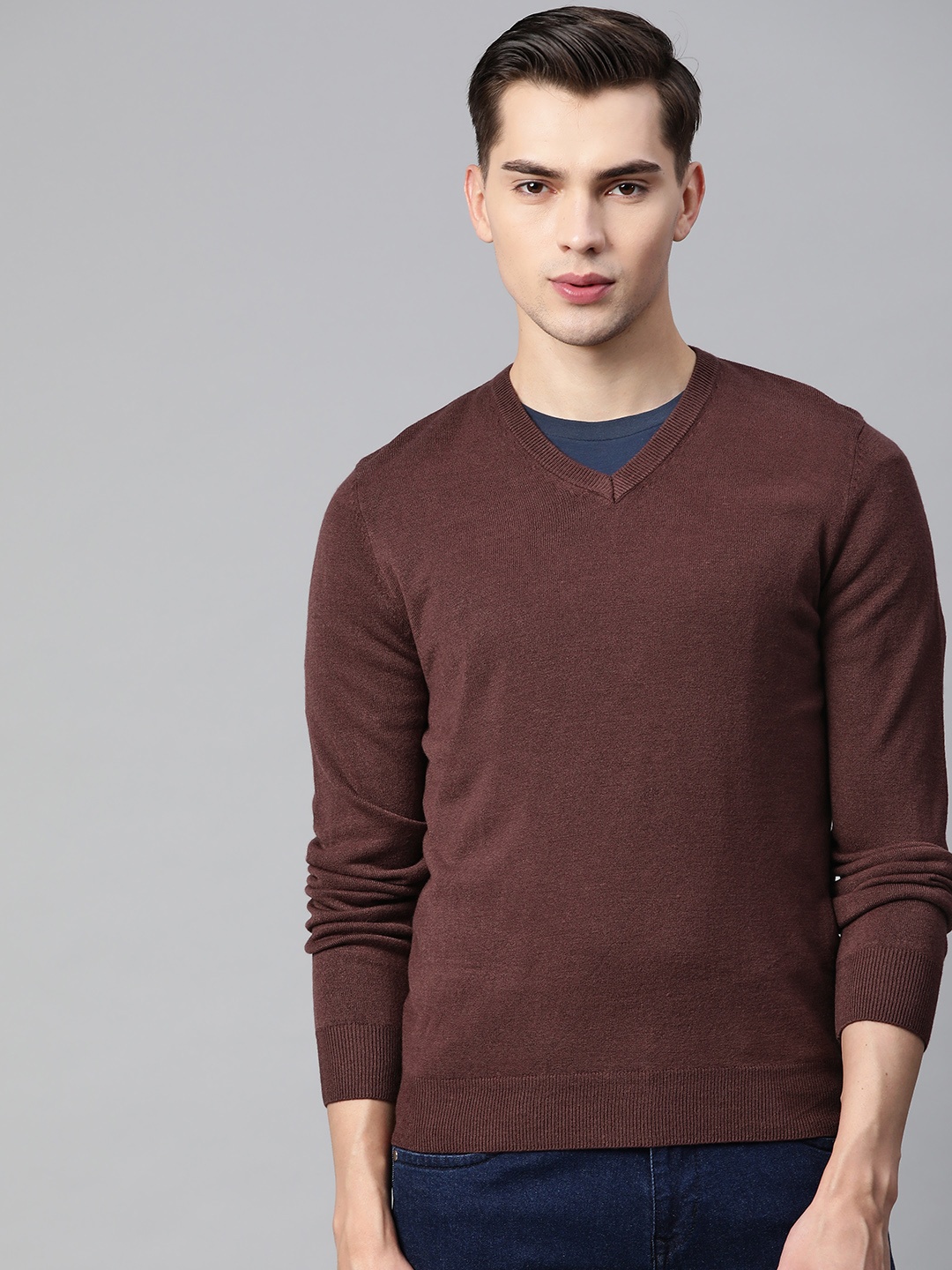 

Marks & Spencer Men Burgundy Solid Pullover