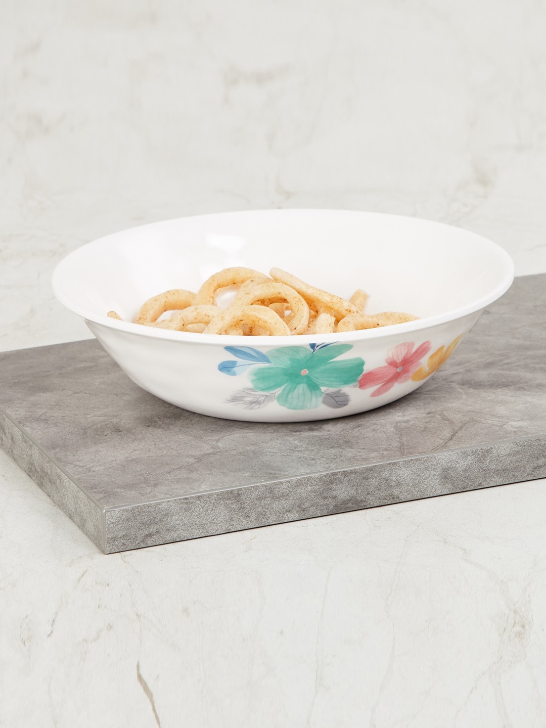 

Home Centre White & Pink Meadows Malva Honeycomb Serving Bowl