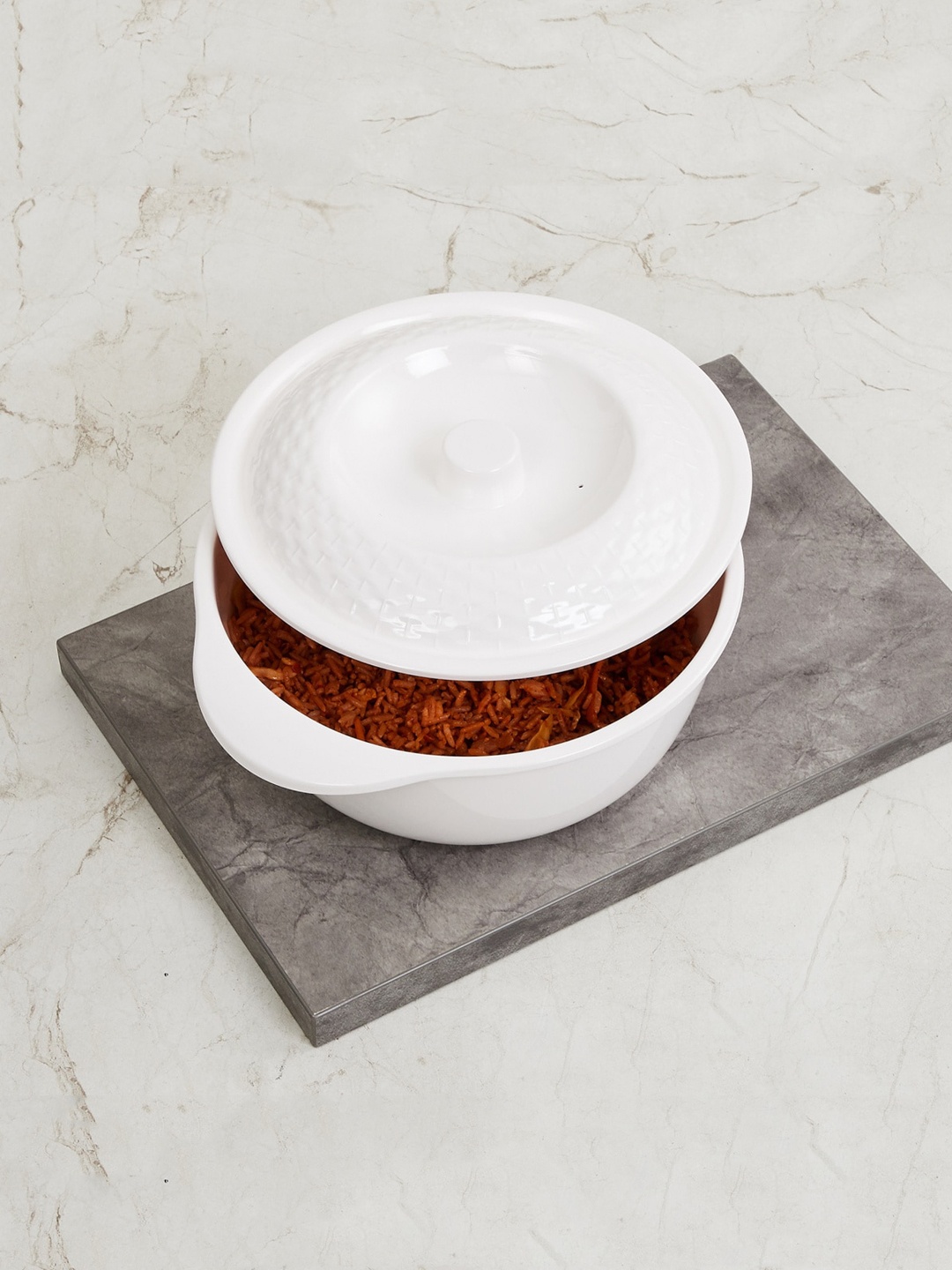 

Home Centre White Solid Meadows Siena Serving Bowl With Lid
