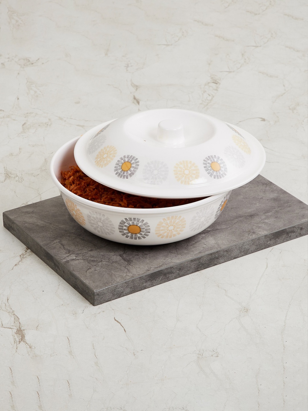 

Home Centre White Printed Serving Bowl
