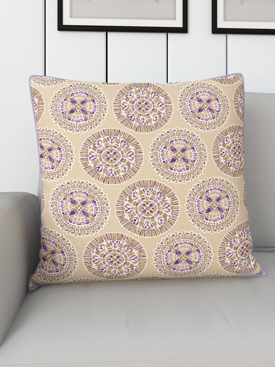 

Home Centre Beige & Purple Printed Cotton Floor Cushion