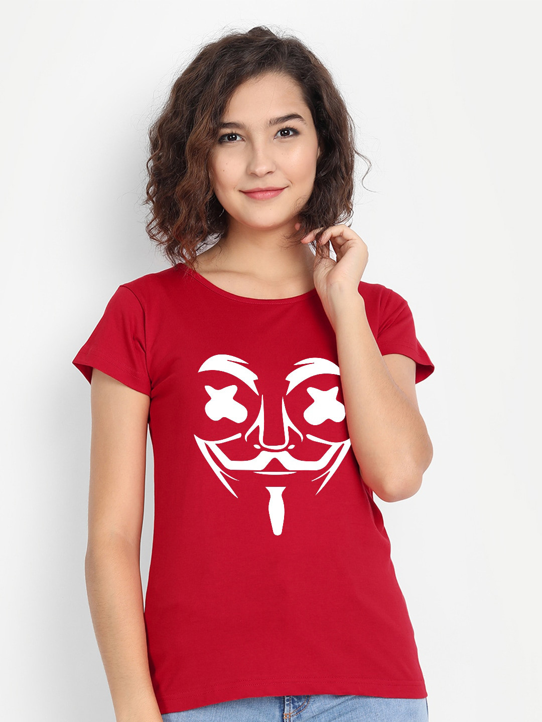 

BE AWARA Women Red Printed T-shirt