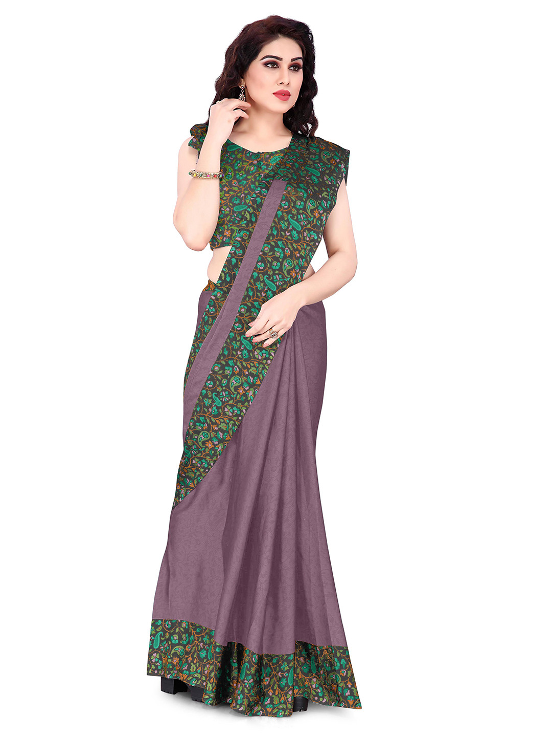 

KALINI Purple & Grey Floral Bagh Saree