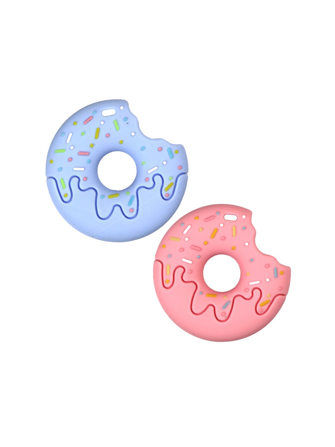 

GUCHIGU Infant Kids Pack Of 2 Blue & Pink Printed Teethers