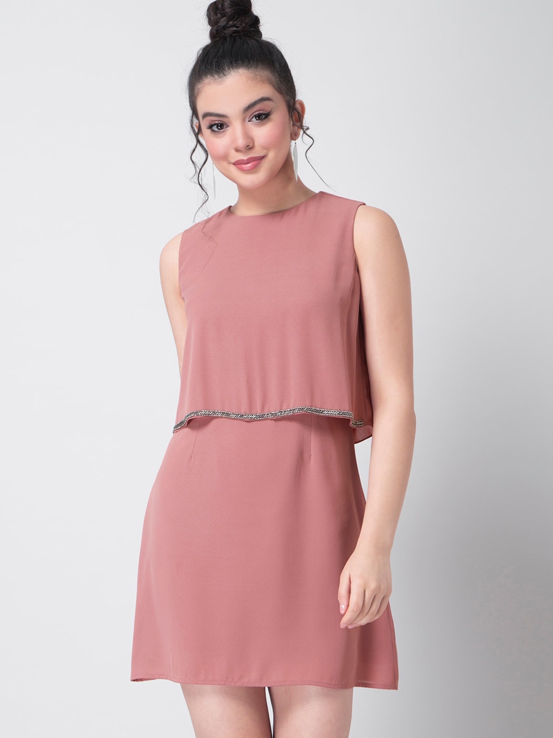 

FabAlley Pink Crepe A-Line Dress