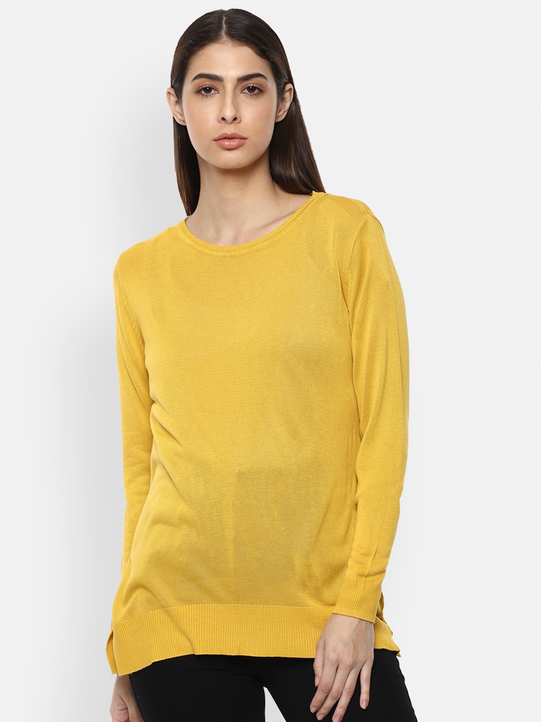 

Van Heusen Woman Yellow Solid Longline Regular Top