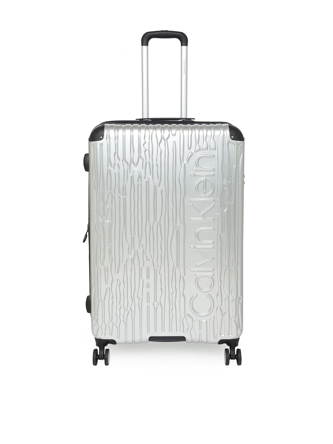 

Calvin Klein Unisex Silver-Toned Hard-Sided Large Trolley Suitcase