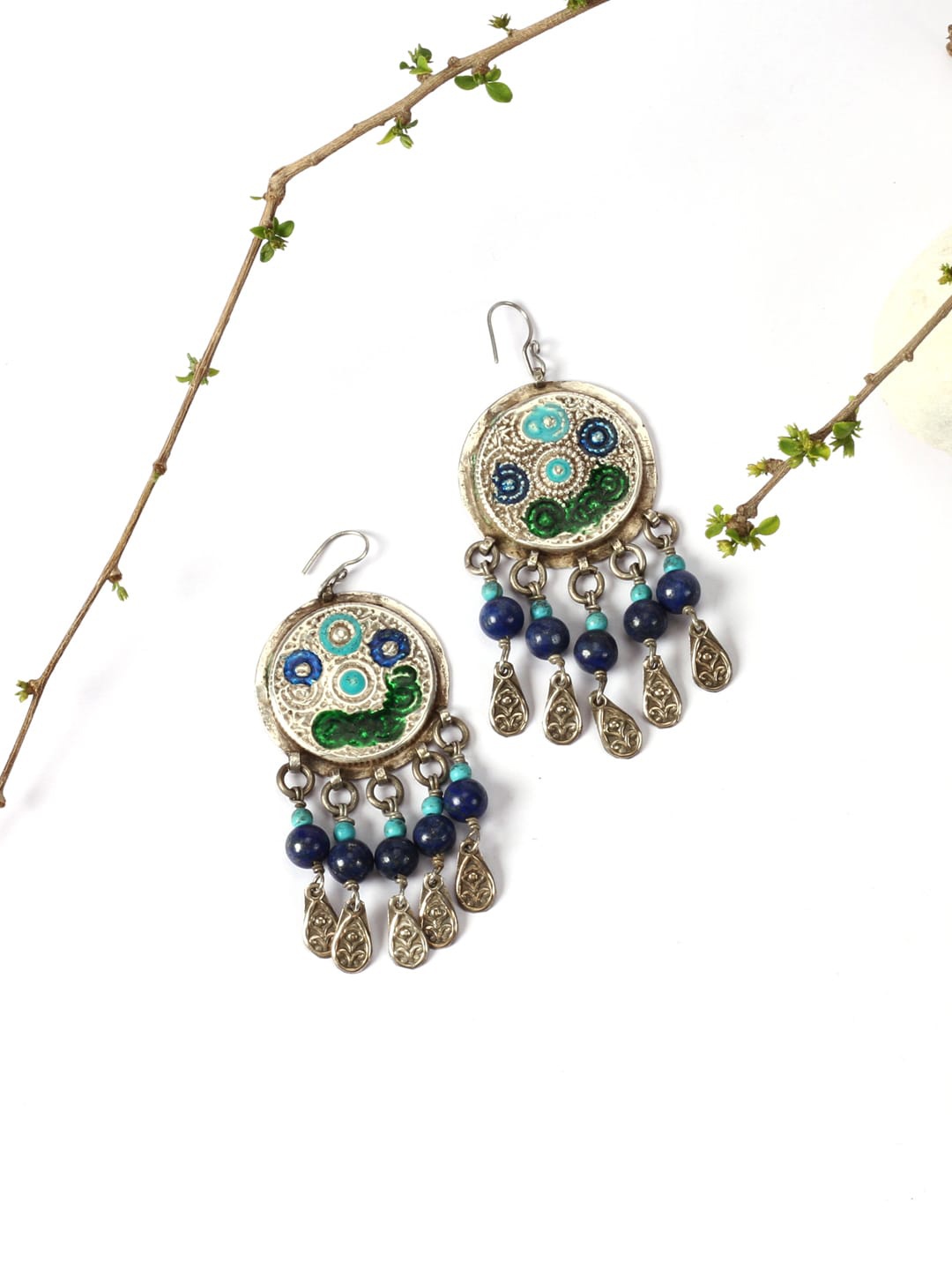 

SANGEETA BOOCHRA Silver-Toned Contemporary Drop Earrings