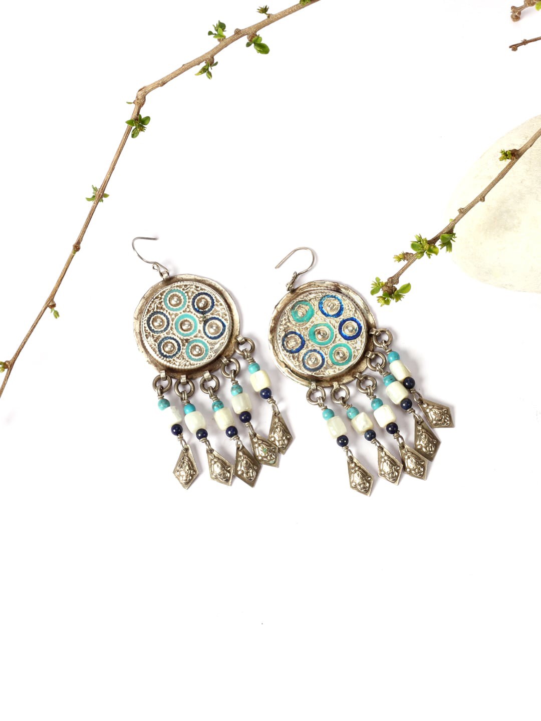

SANGEETA BOOCHRA Silver-Toned Contemporary Drop Earrings