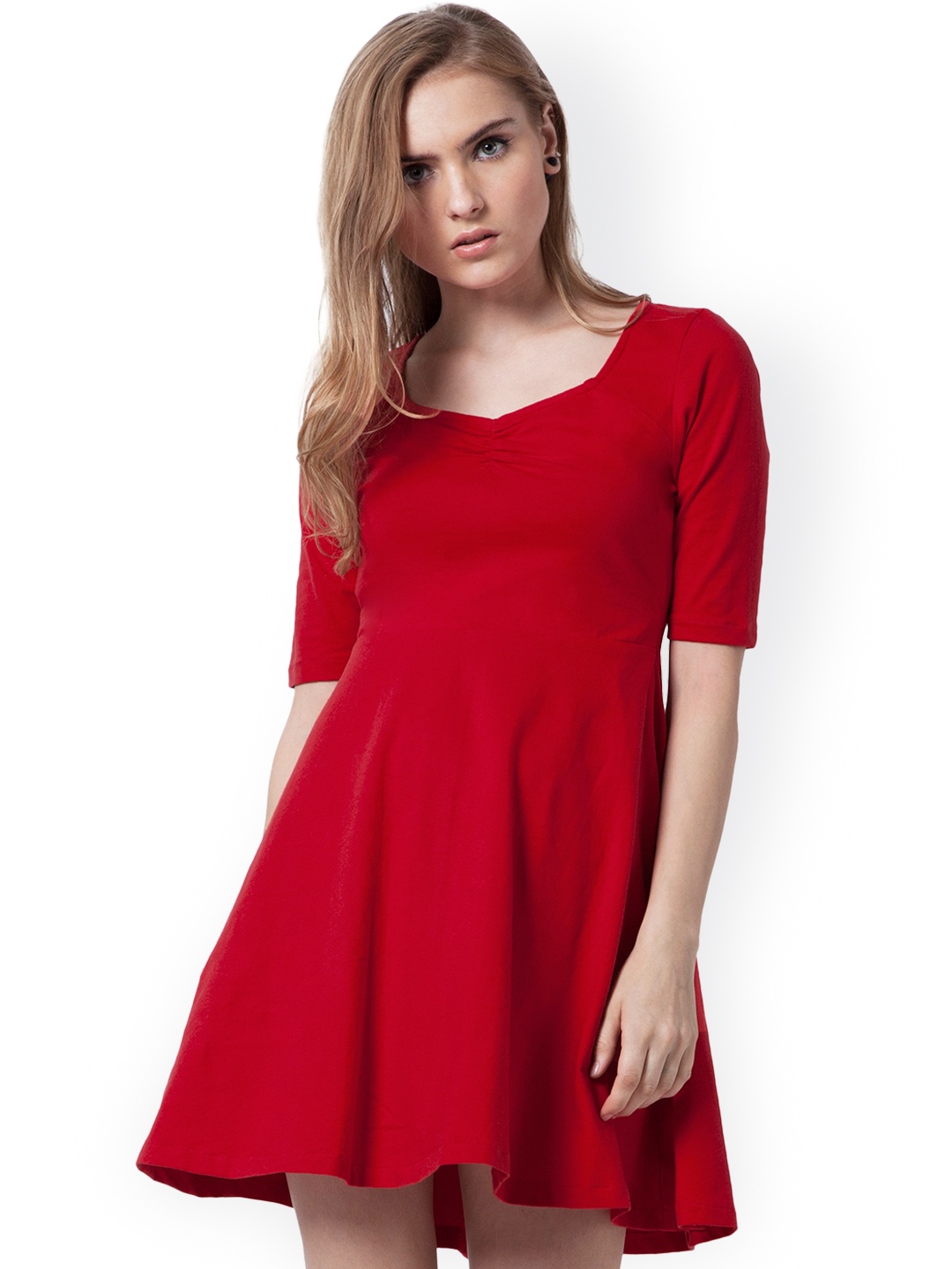 

FabAlley Women Red Solid A-Line Dress