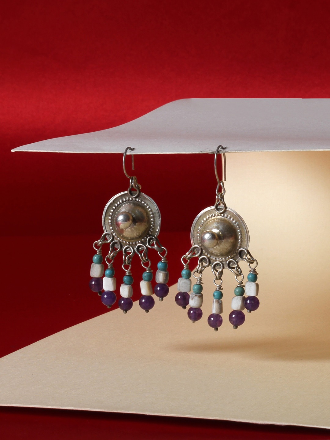 

SANGEETA BOOCHRA Silver-Toned Contemporary Drop Earrings