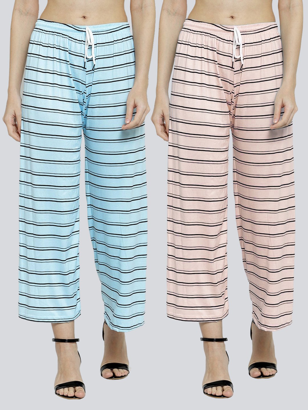 

KLOTTHE Women Set of 2 Multi Printed Wide Leg Palazzos