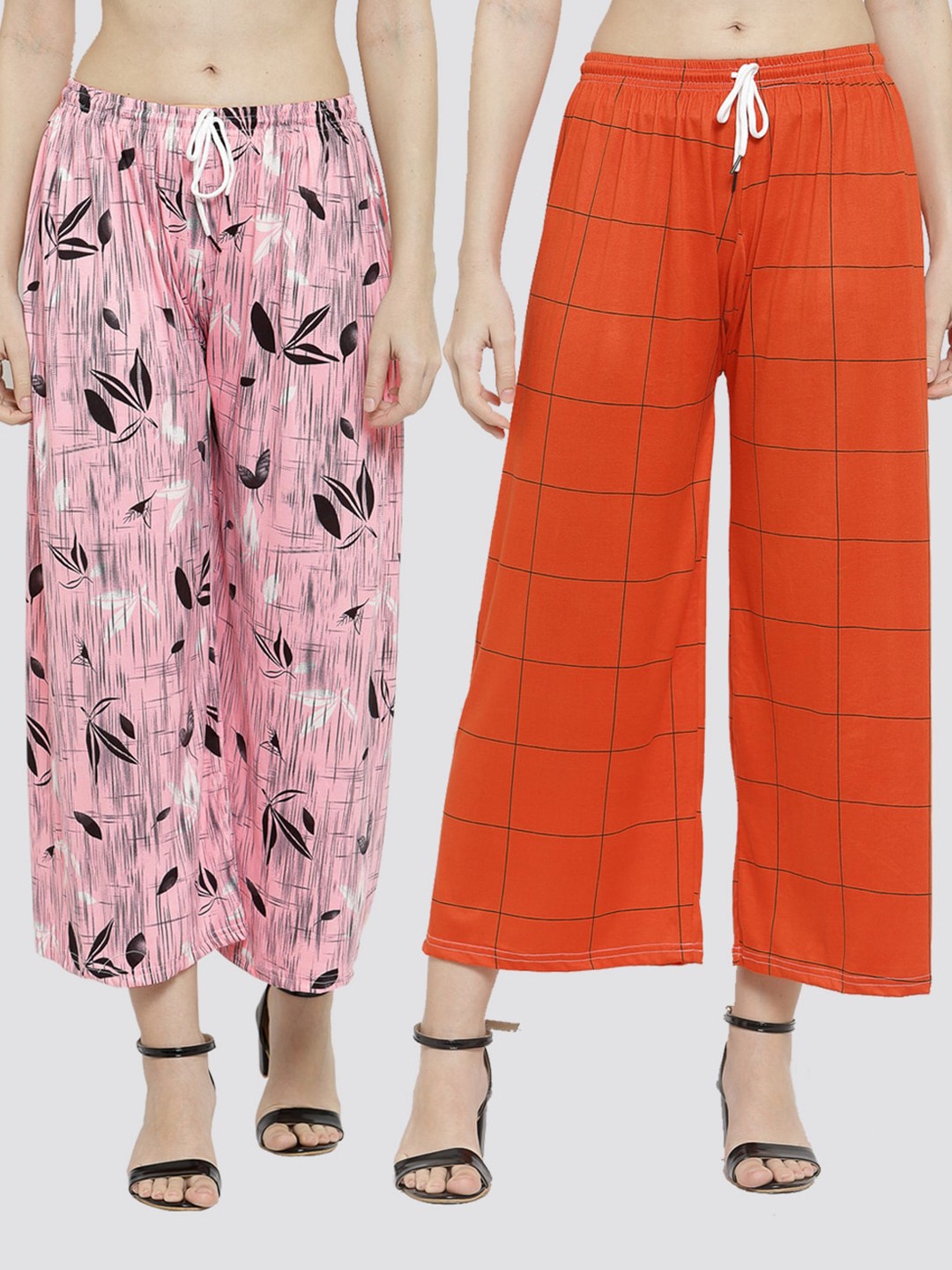 

KLOTTHE Women Pack Of 2 Floral Printed Palazzos, Pink