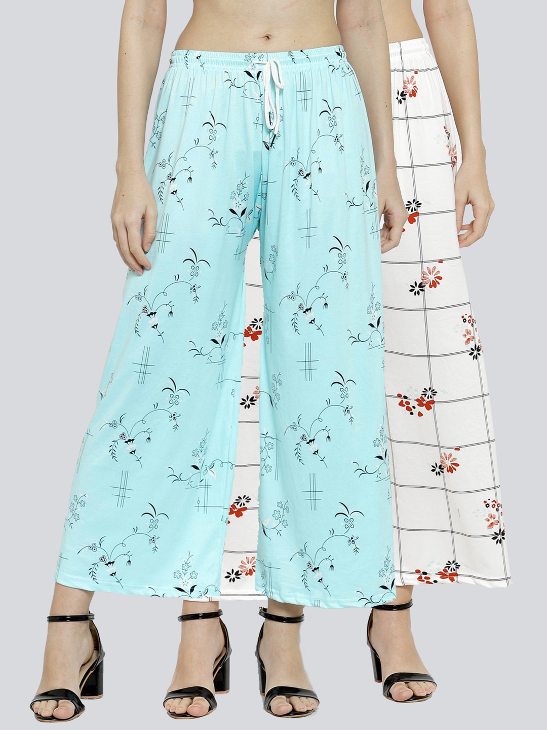 

KLOTTHE Women Pack of 2 Printed Palazzos, Blue