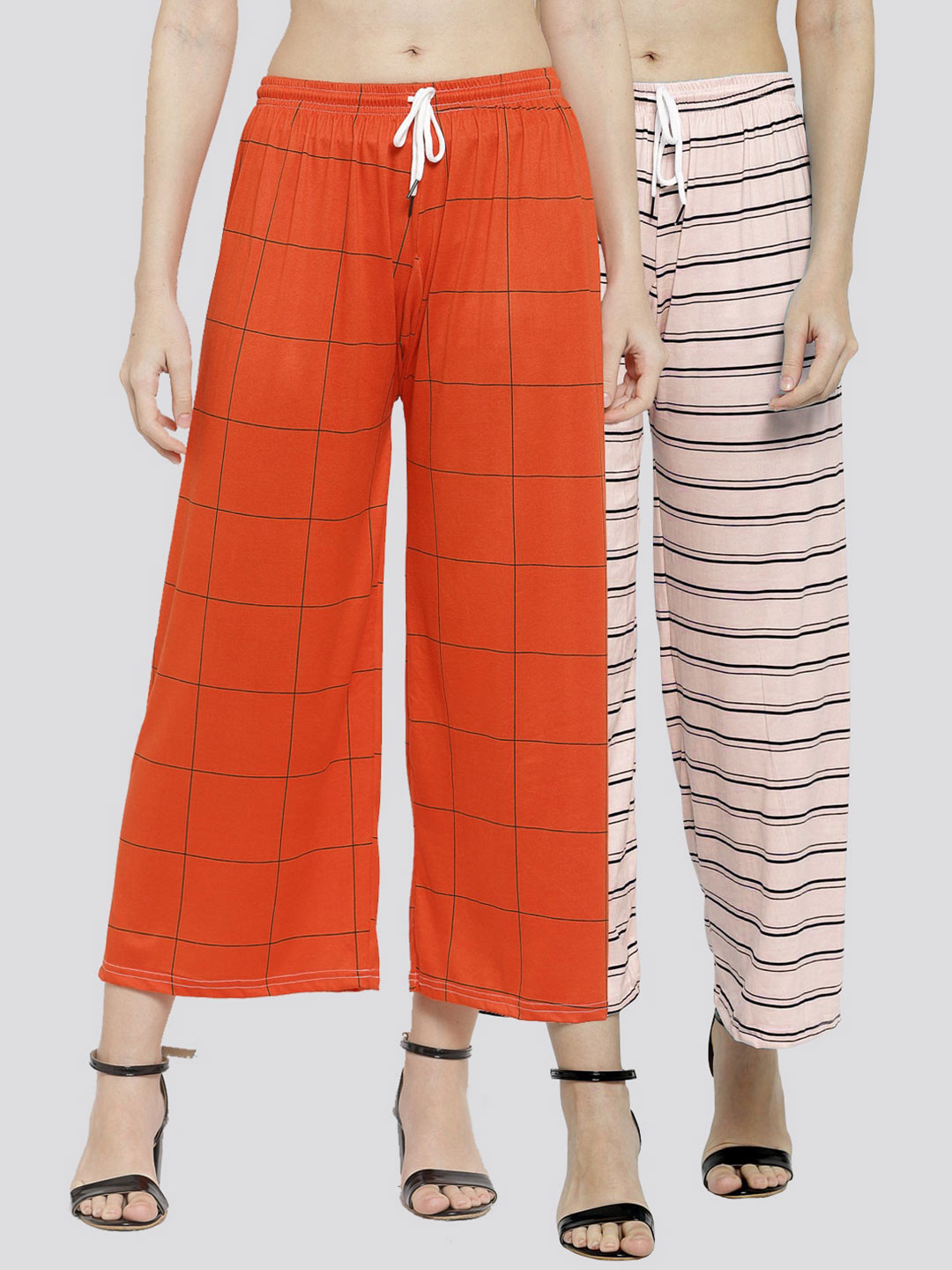 

KLOTTHE Pack of 2 Women Orange & Pink Printed Palazzos