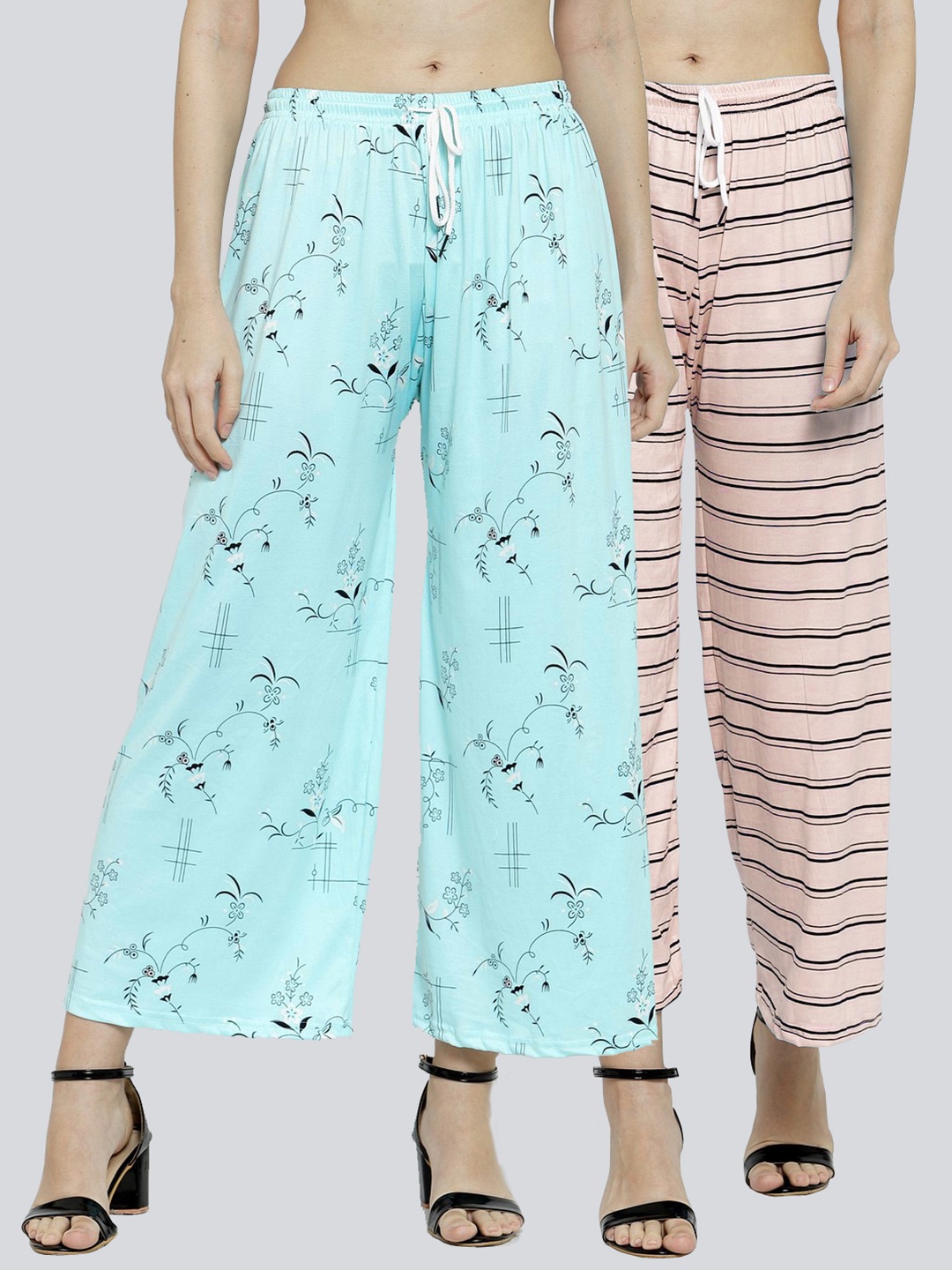 

KLOTTHE Pack Of 2 Women Floral Printed Palazzos, Pink
