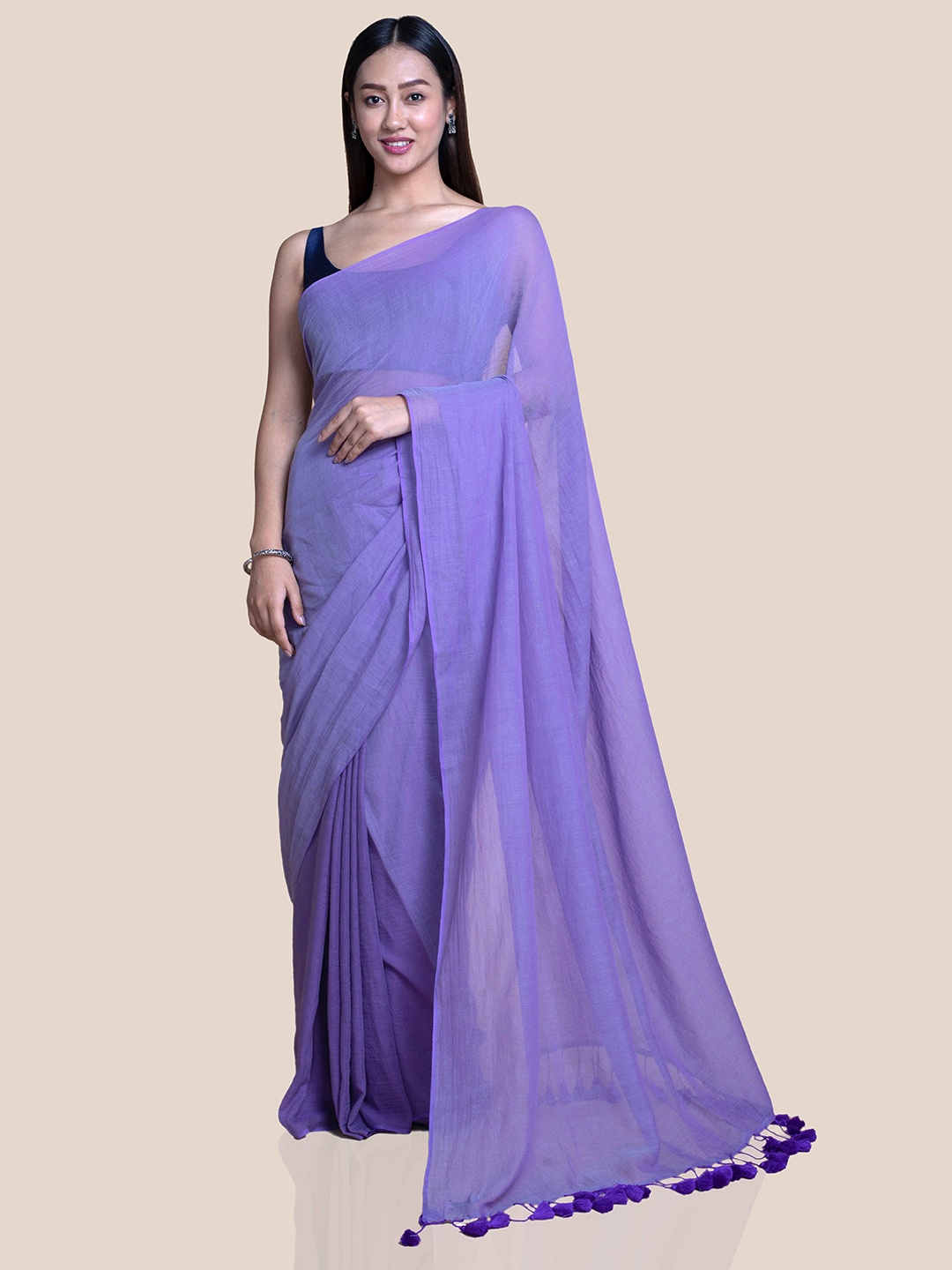 

Suta Lavender Solid Mul Saree, Blue