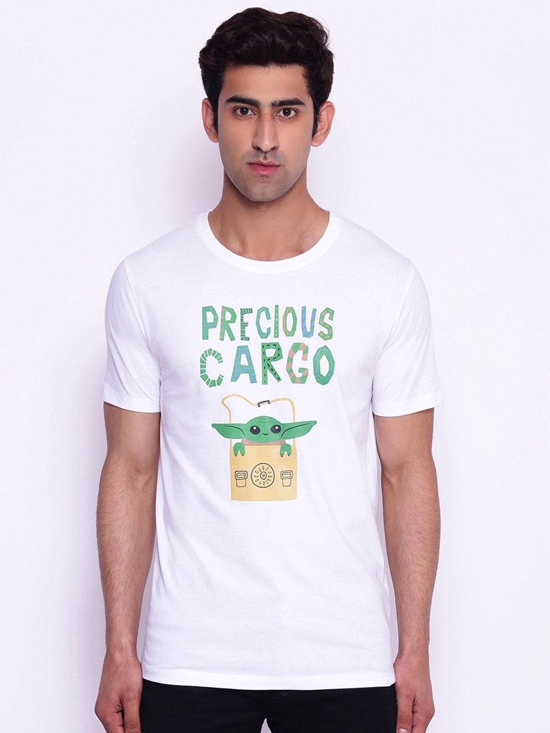 

Star Wars by Wear Your Mind Men White & Green Star Wars Printed T-shirt