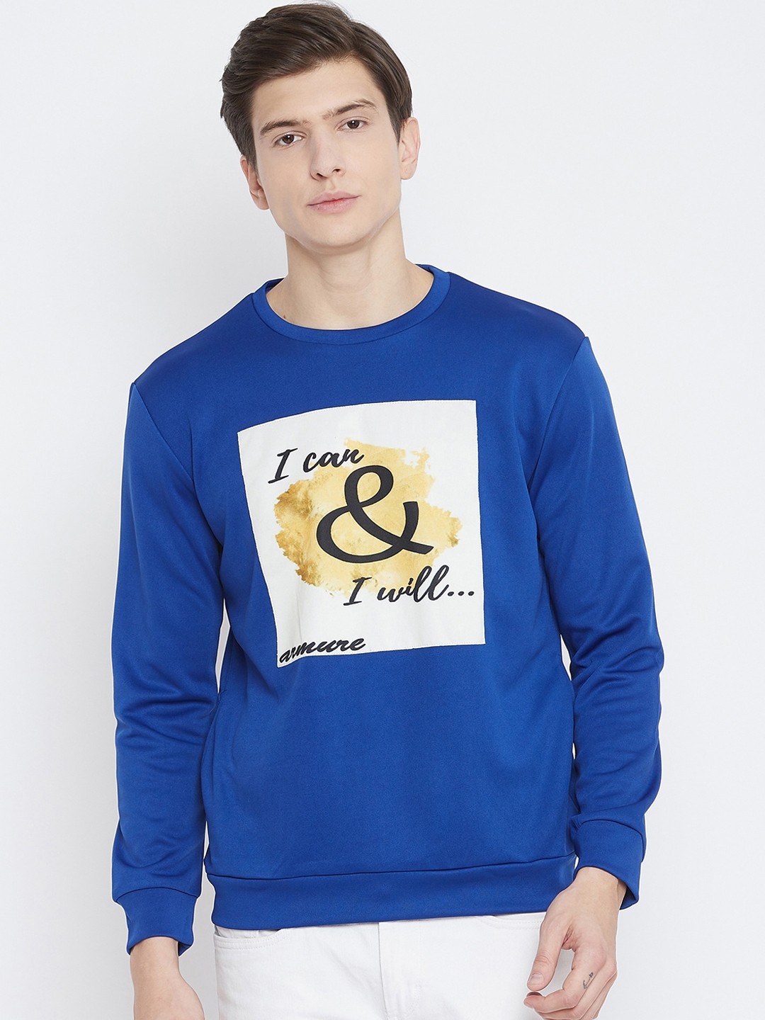 

armure Men Blue & White Printed Sweatshirt