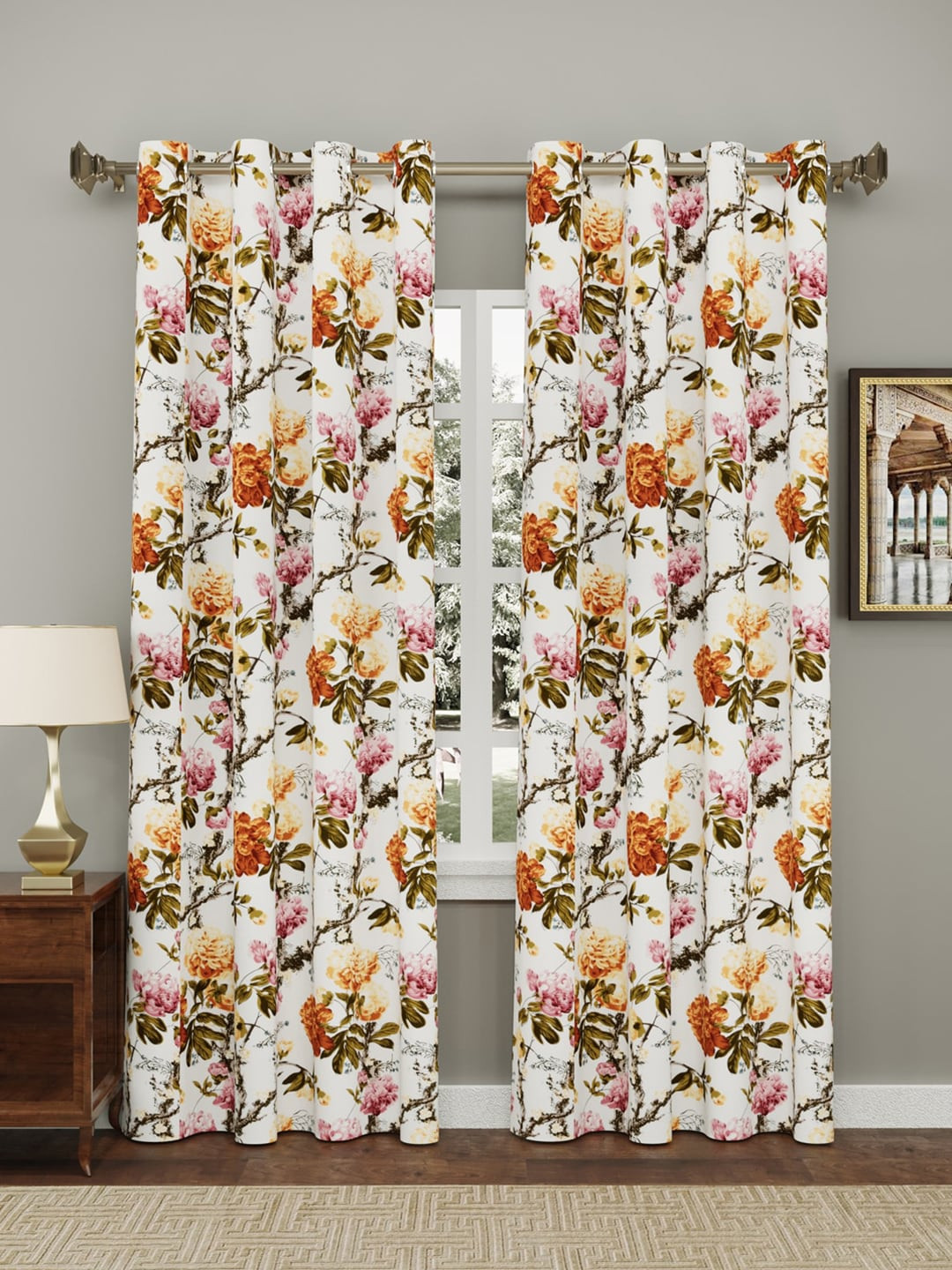 

Clasiko Multicoloured Set of 2 Floral Door Curtains, Multi