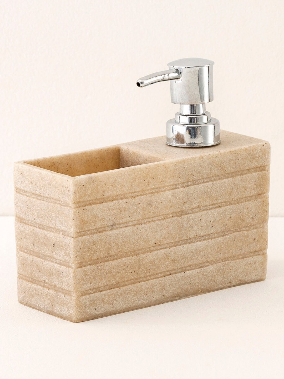 

Home Centre Beige & Silver-Toned Textured Soap Dispenser With Scrub