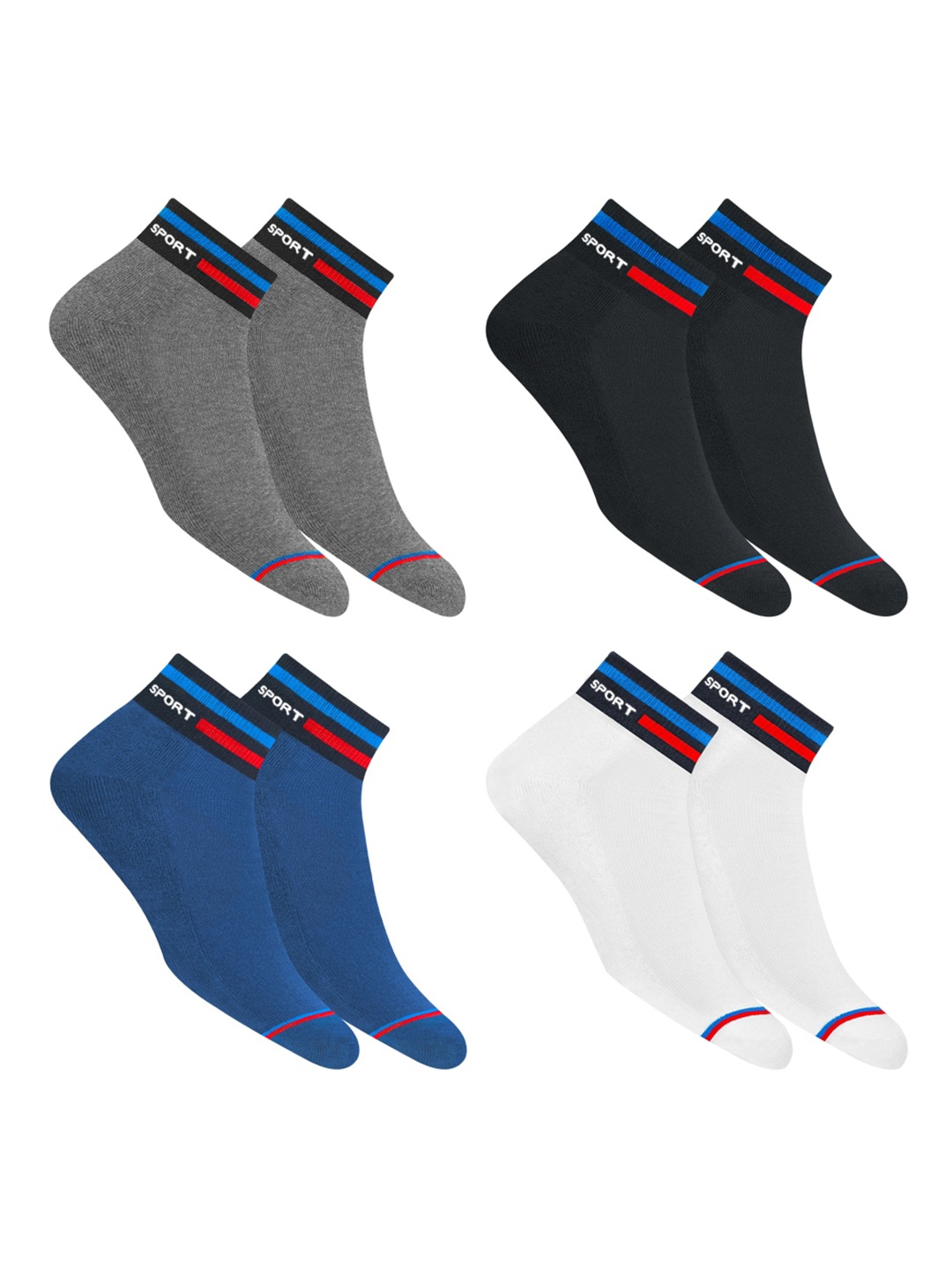 

NAVYSPORT Originals Unisex Cotton Ankle Length Socks Pack of 4, Multi