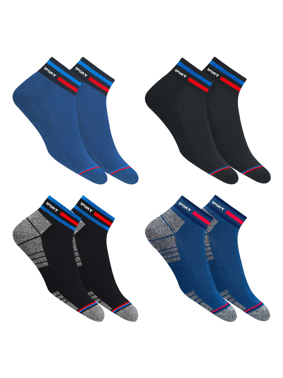 

NAVYSPORT Unisex Pair of 4 Casual Cushion Cotton Ankle Socks, Black
