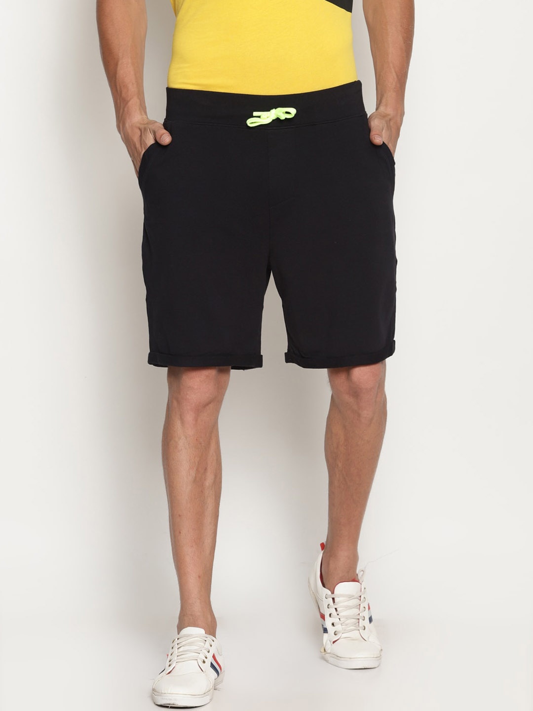 

Wolfpack Men Black Solid Regular Shorts