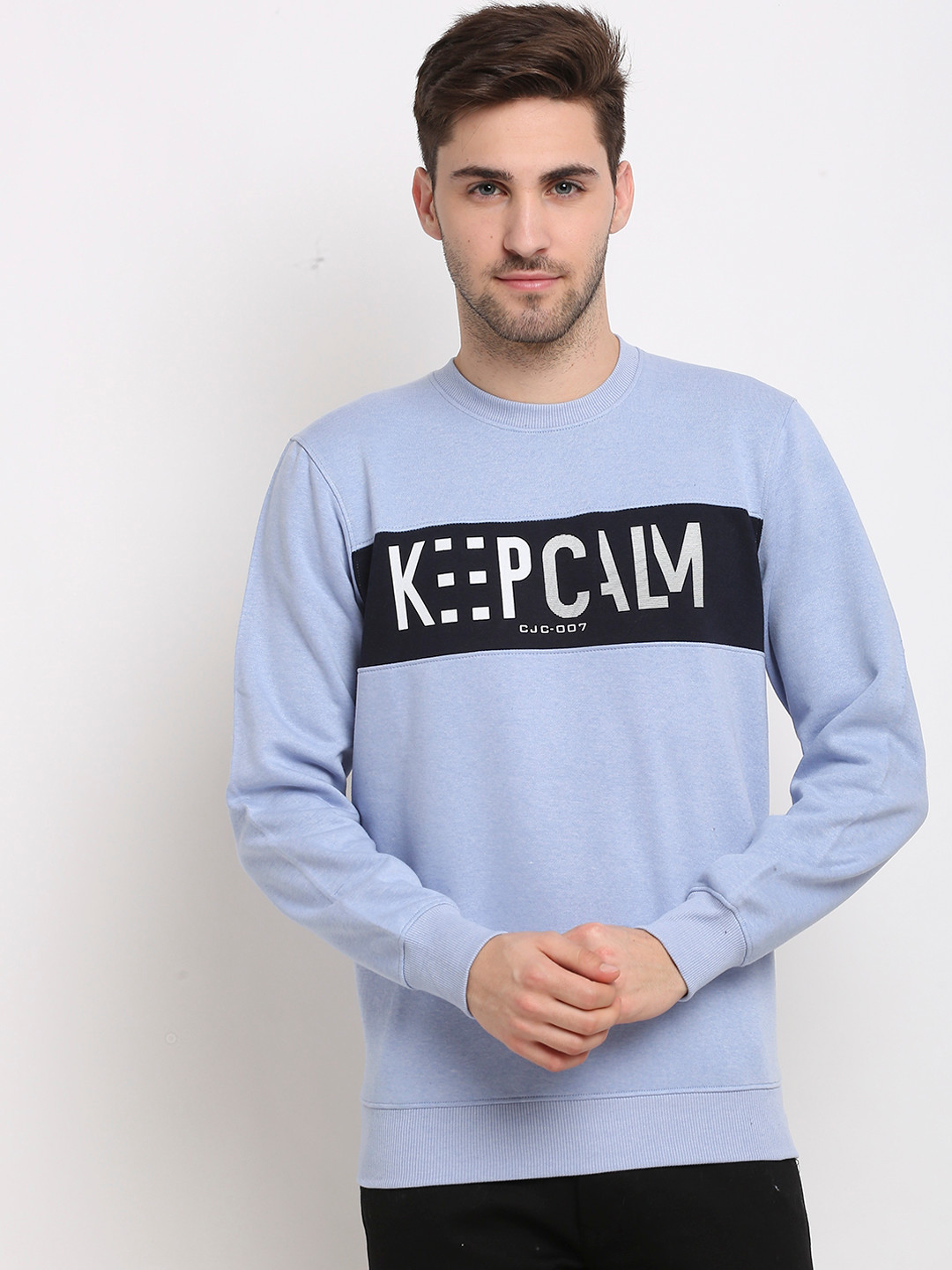 

Rodamo Men Blue Printed Sweatshirt