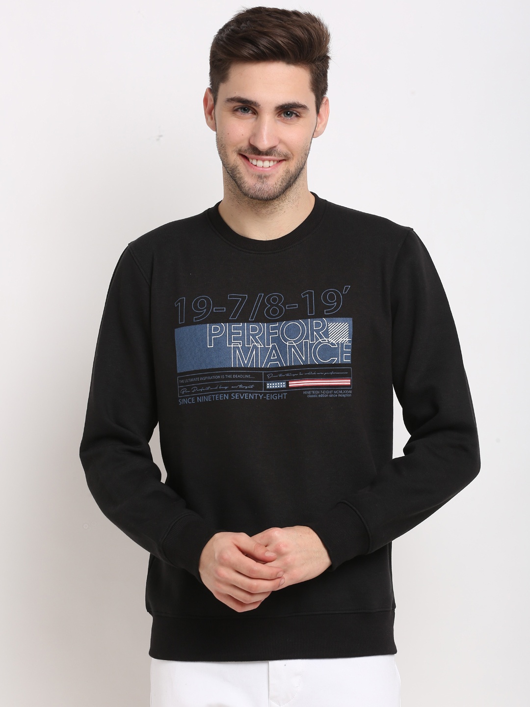 

Rodamo Men Black Printed Sweatshirt
