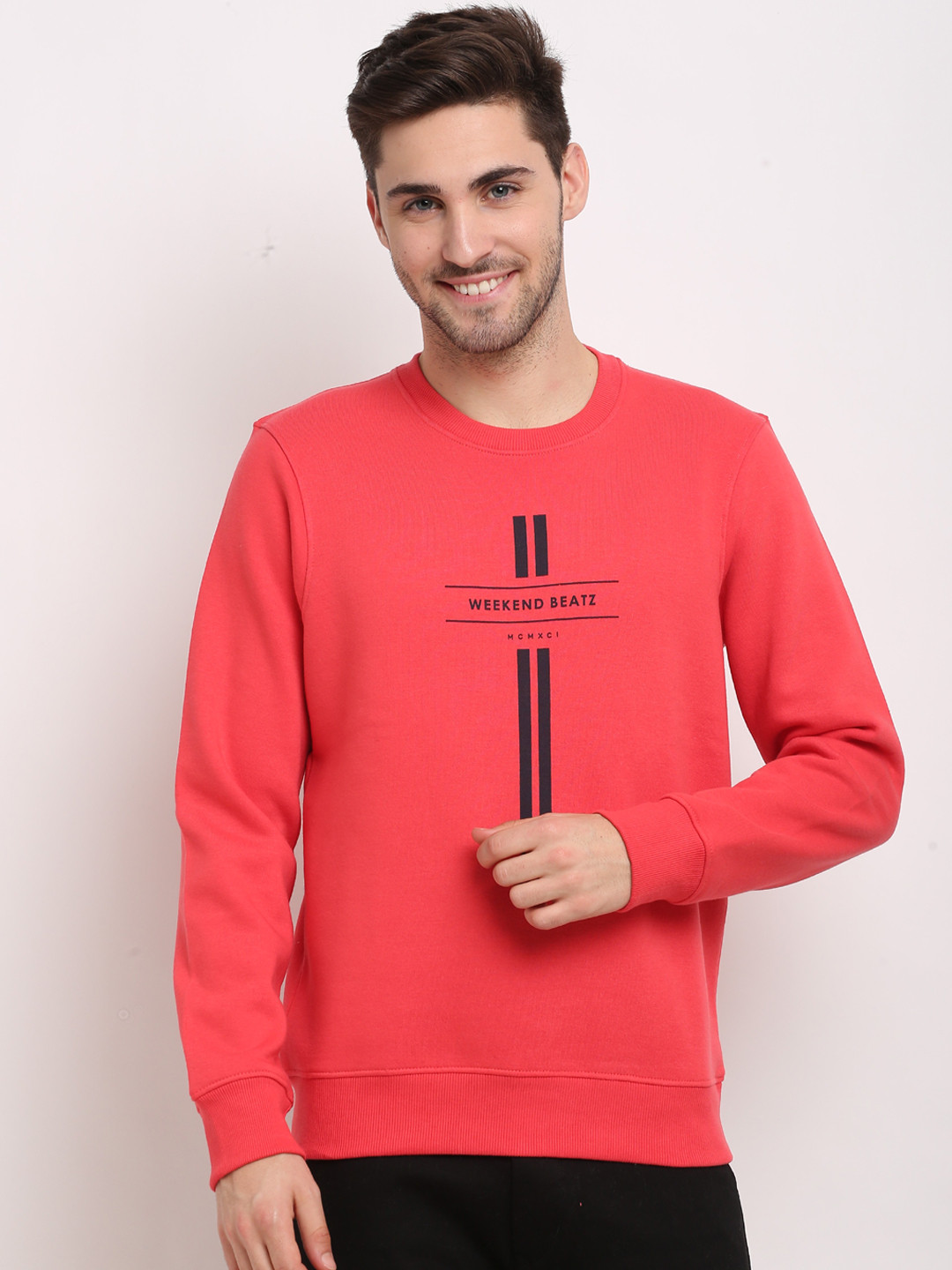 

Rodamo Men Red Printed Sweatshirt