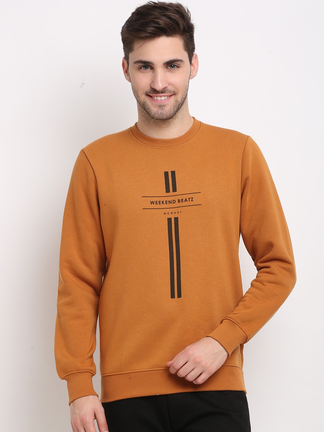 

Rodamo Men Mustard Printed Sweatshirt