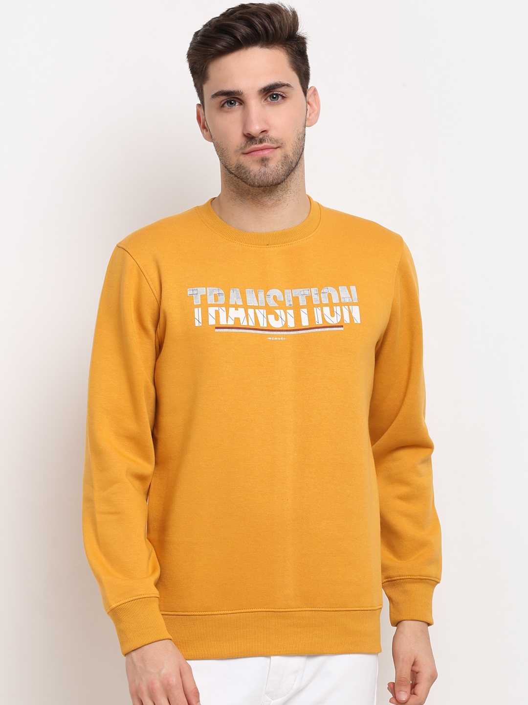 

Rodamo Men Mustard Printed Sweatshirt