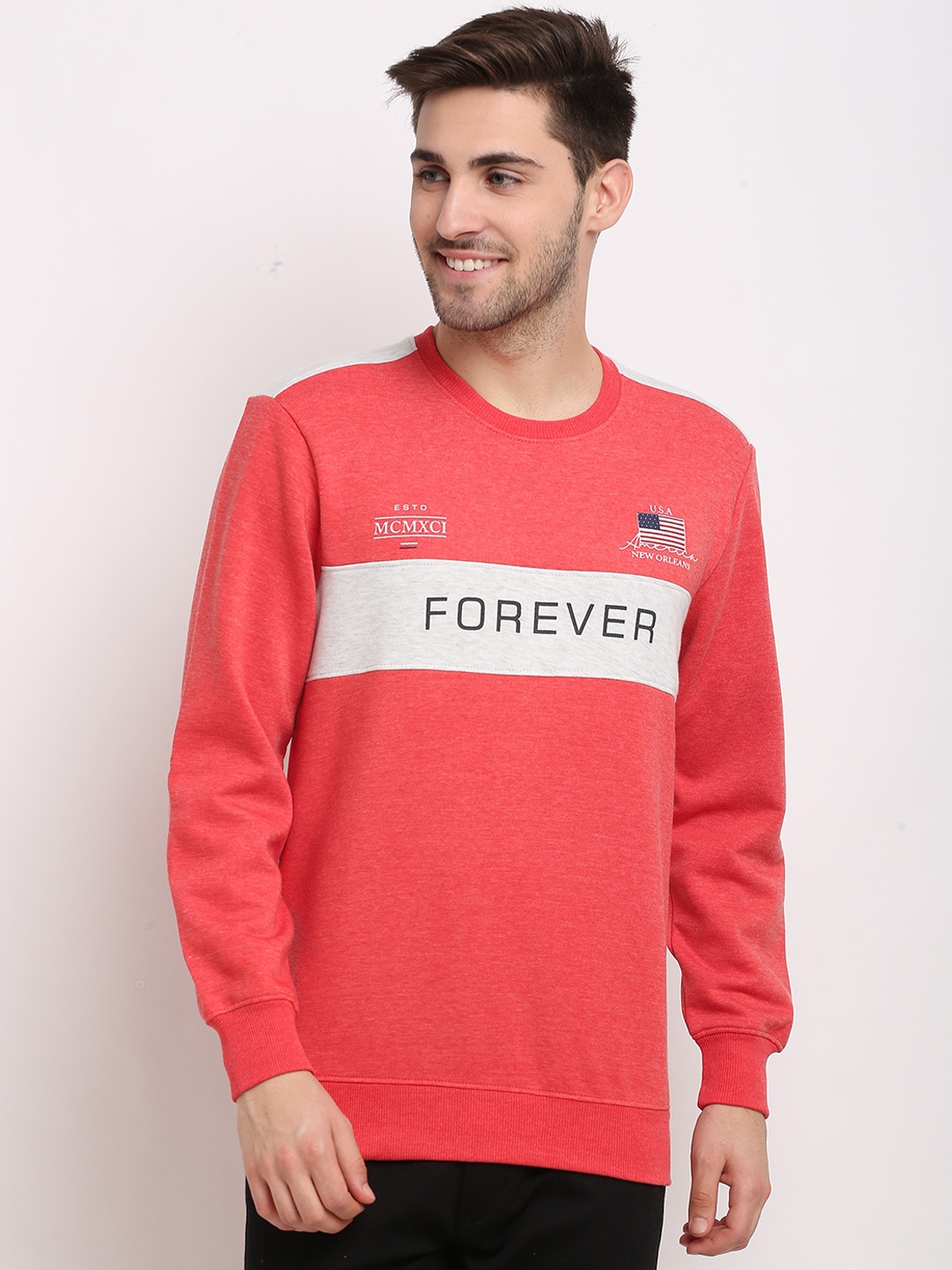 

Rodamo Men Coral Printed Sweatshirt