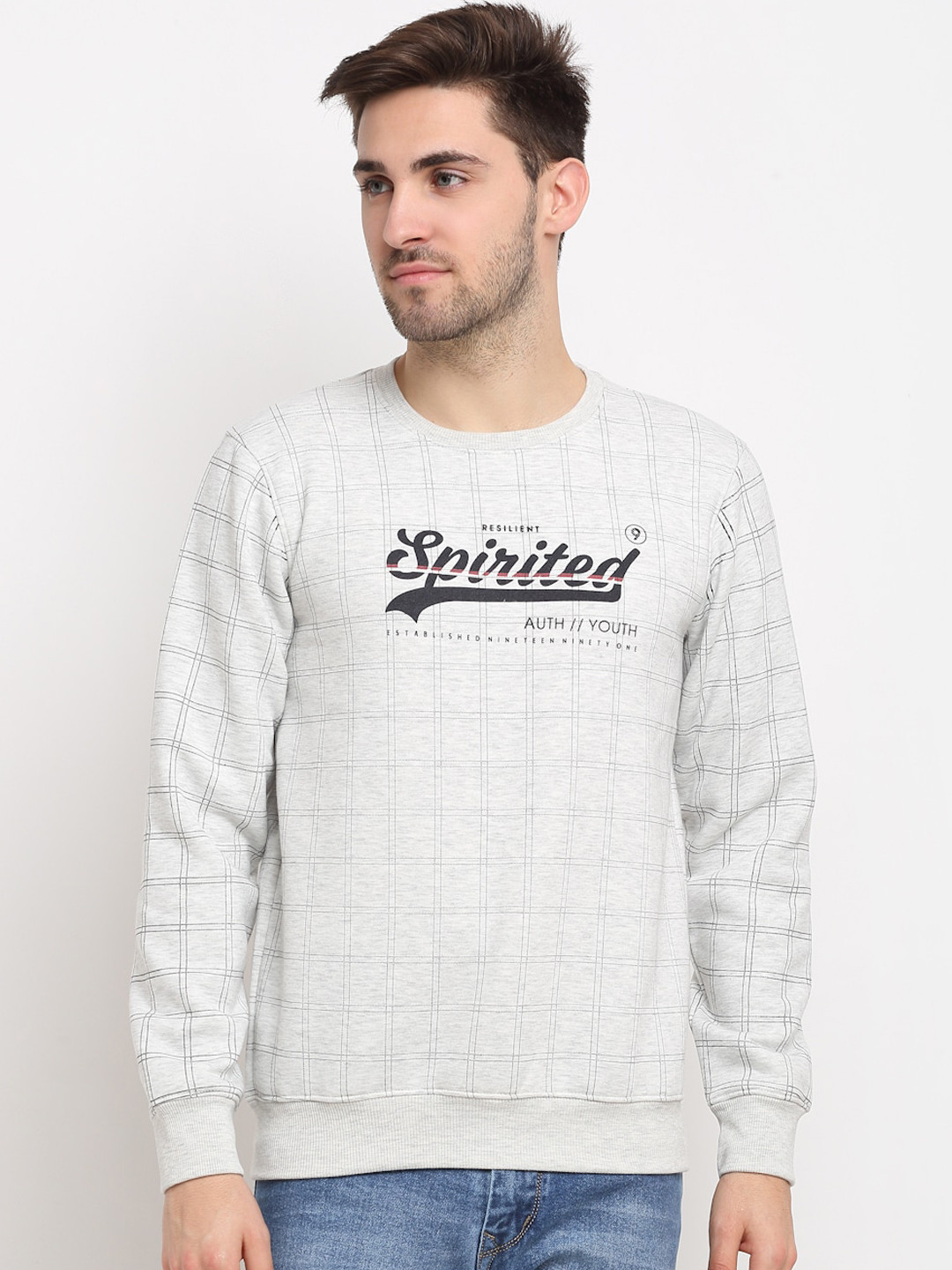 

Rodamo Men Grey Printed Sweatshirt
