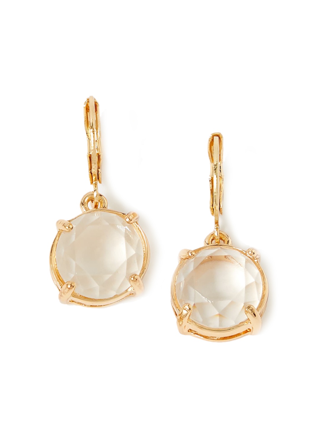Accessorize Gold-Plated Gold-Tonned Transparent Contemporary Drop Earrings