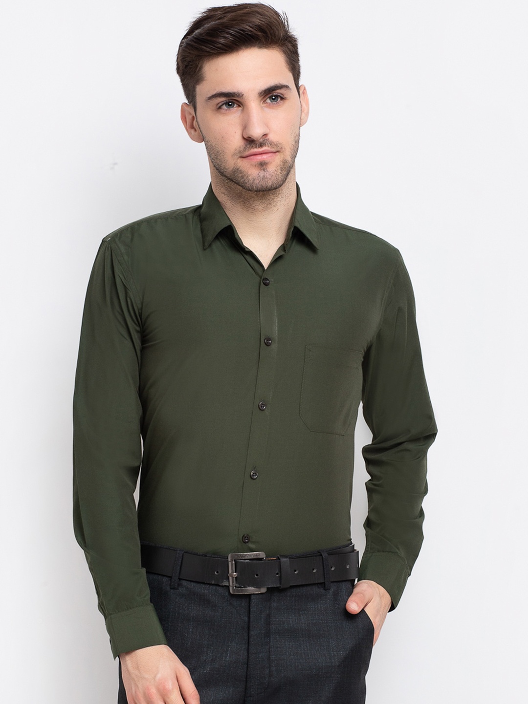 

JAINISH Men Green Opaque Casual Shirt