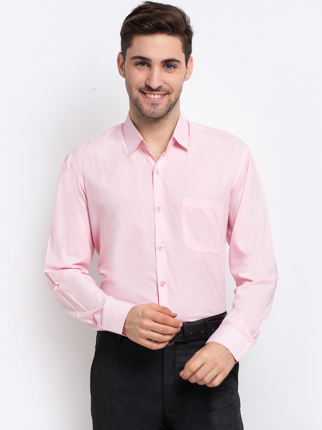 

JAINISH Men Pink Opaque Printed Formal Shirt