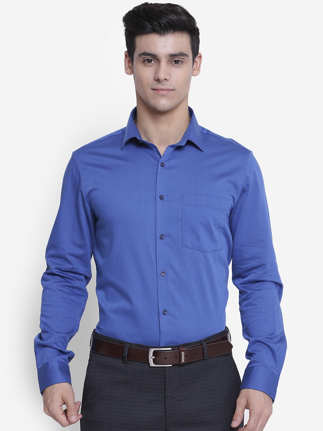 

Turtle Men Blue Slim Fit Opaque Formal Shirt