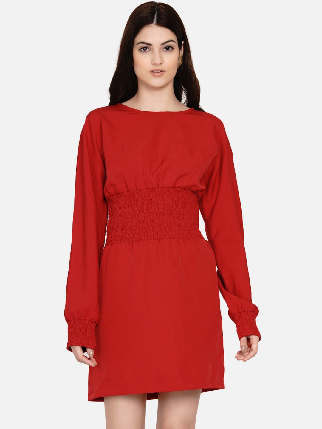 

Samshek Red Crepe Sheath Dress