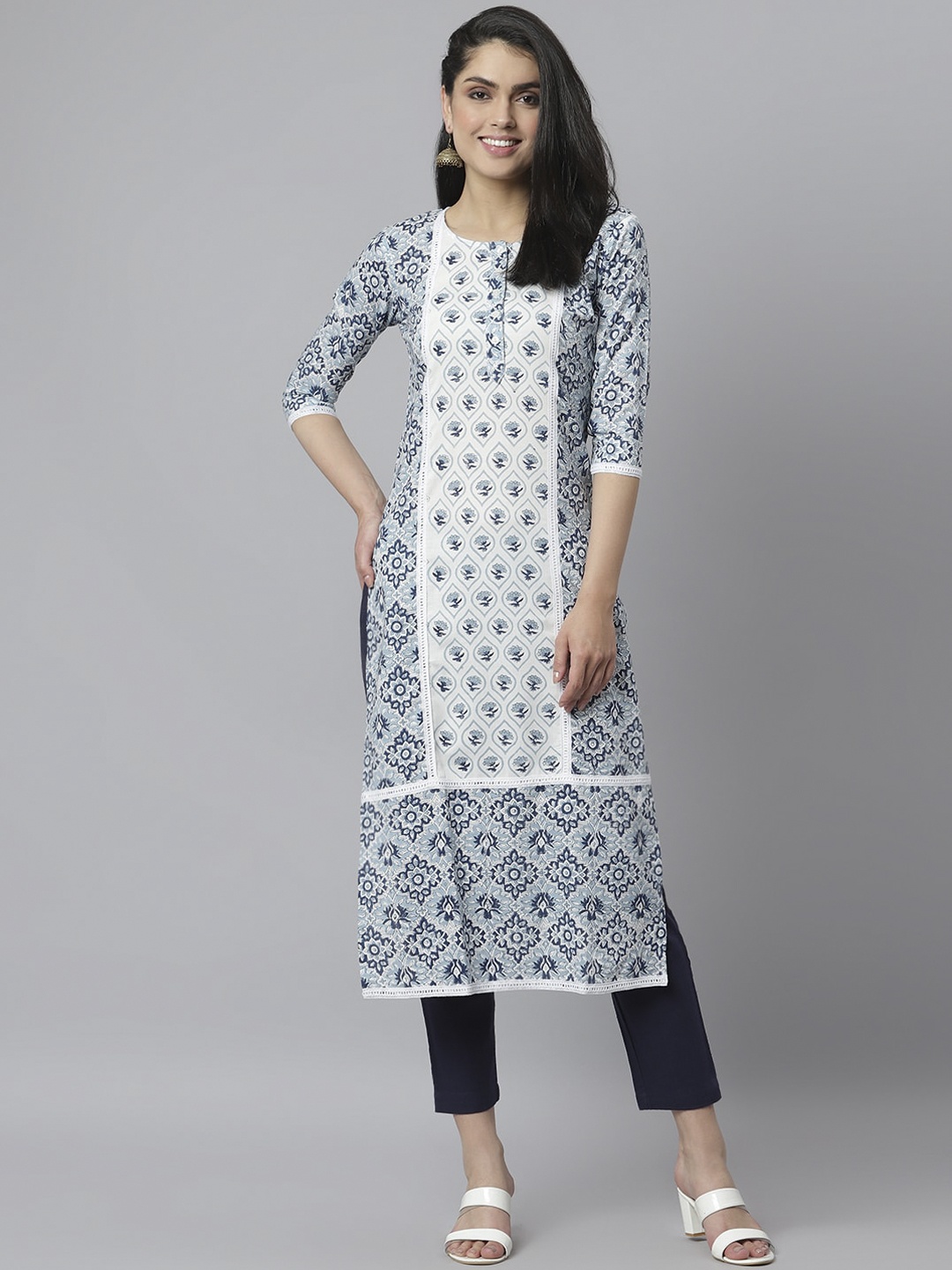 

Stylum Women White Geometric Printed Kurta