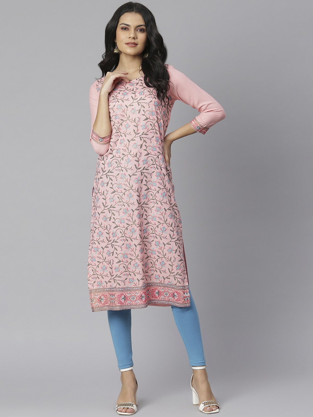 Stylum Women Pink Floral Printed Kurta