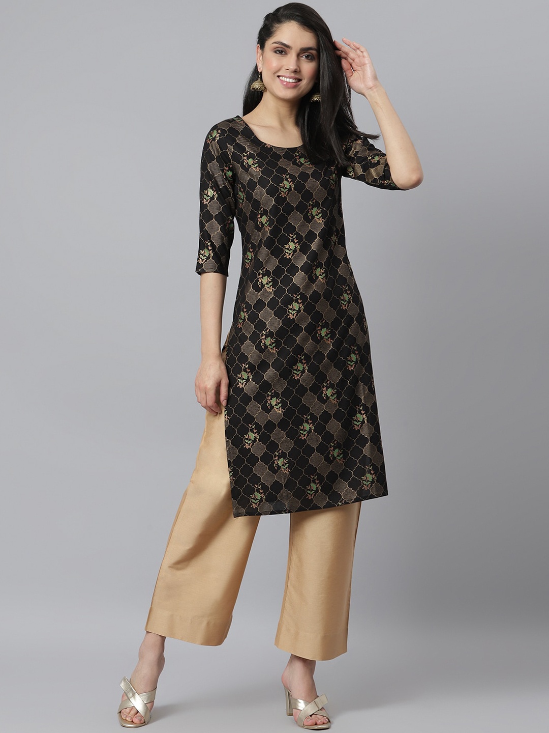 

Stylum Women Black Ethnic Motifs Printed Kurta
