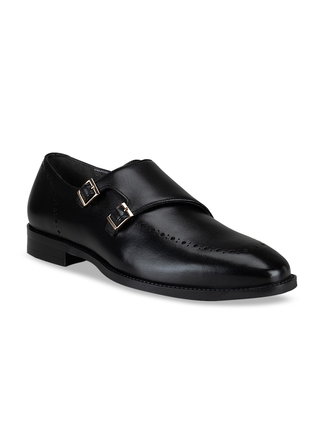 

ROSSO BRUNELLO Men Black Solid Leather Formal Shoes