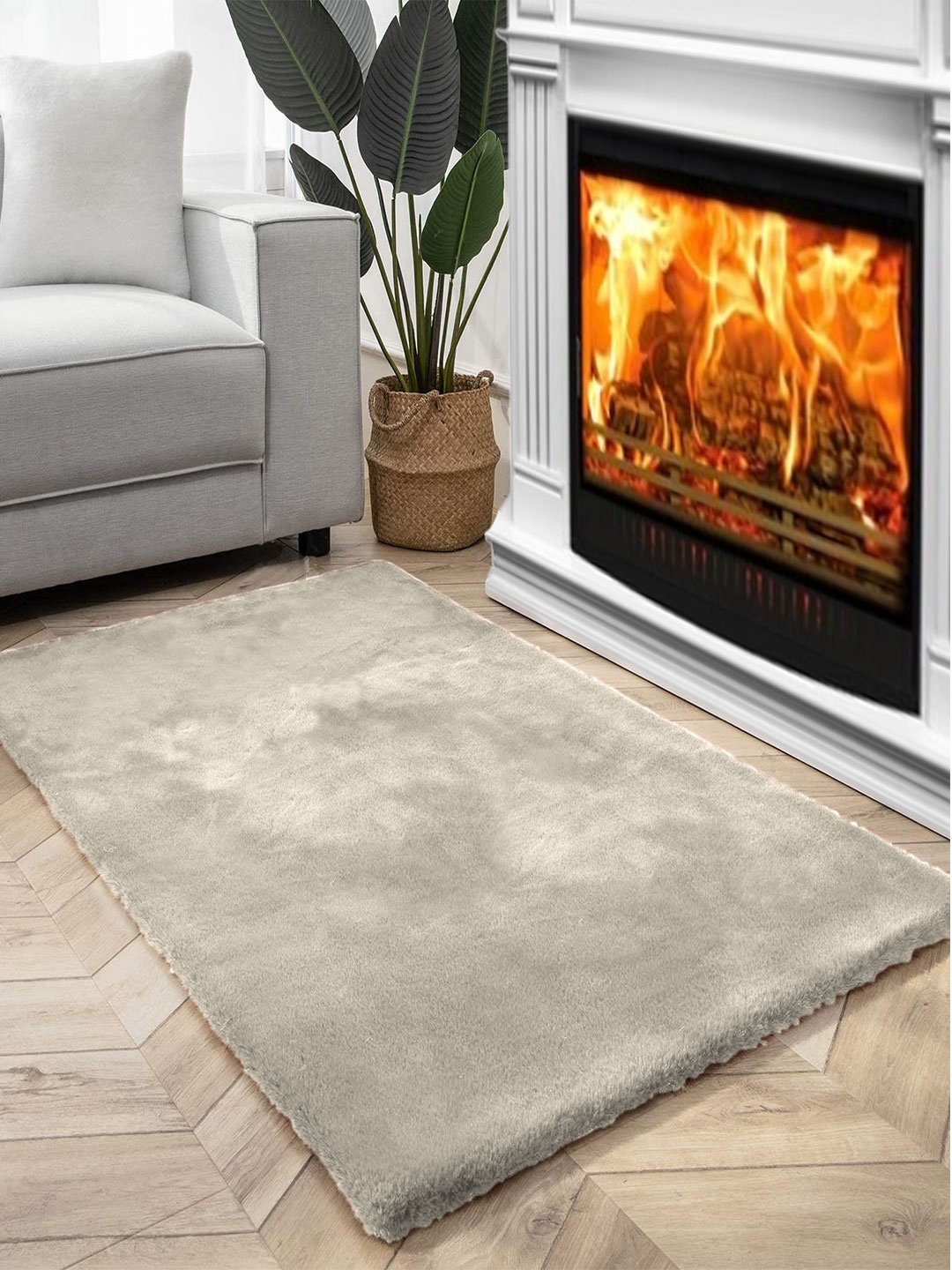 

FI Beige Polycotton Solid Bath Rugs