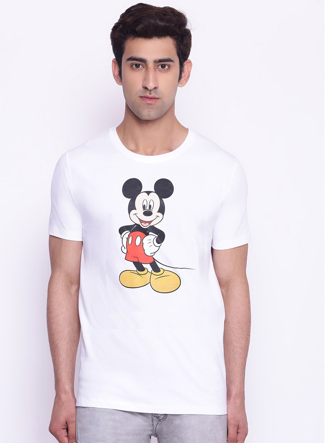 

Disney by Wear Your Mind Men White Mickey Mouse Printed T-shirt
