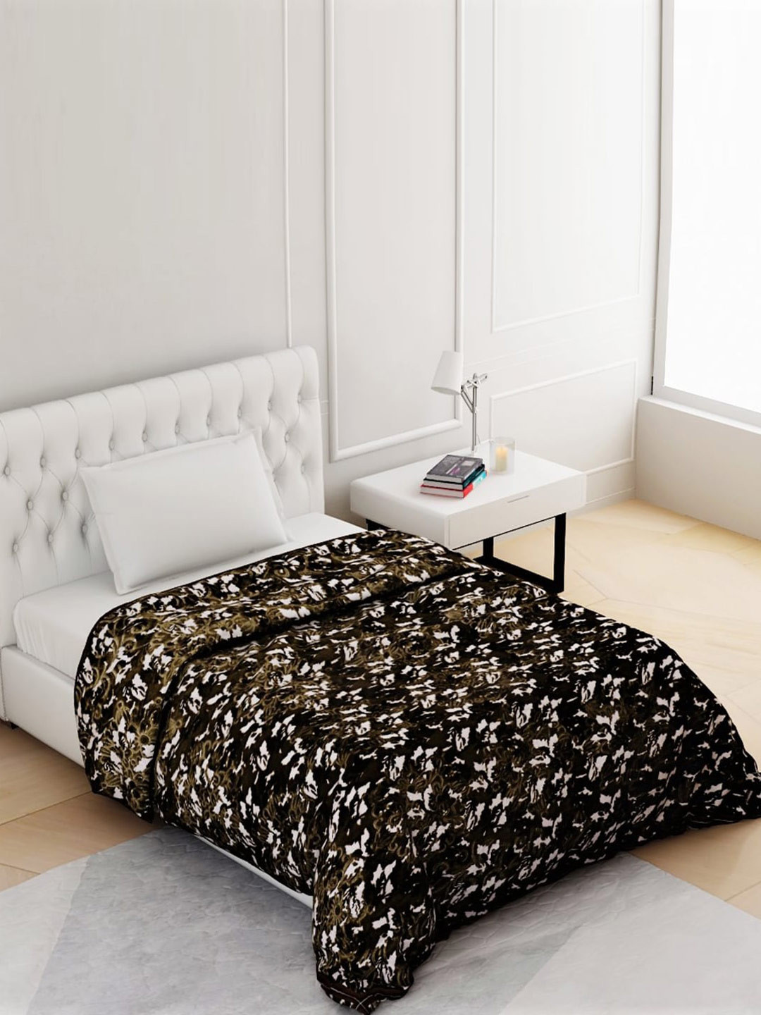 

Spangle Green & White Floral Mink Heavy Winter 400 GSM Single Bed Blanket